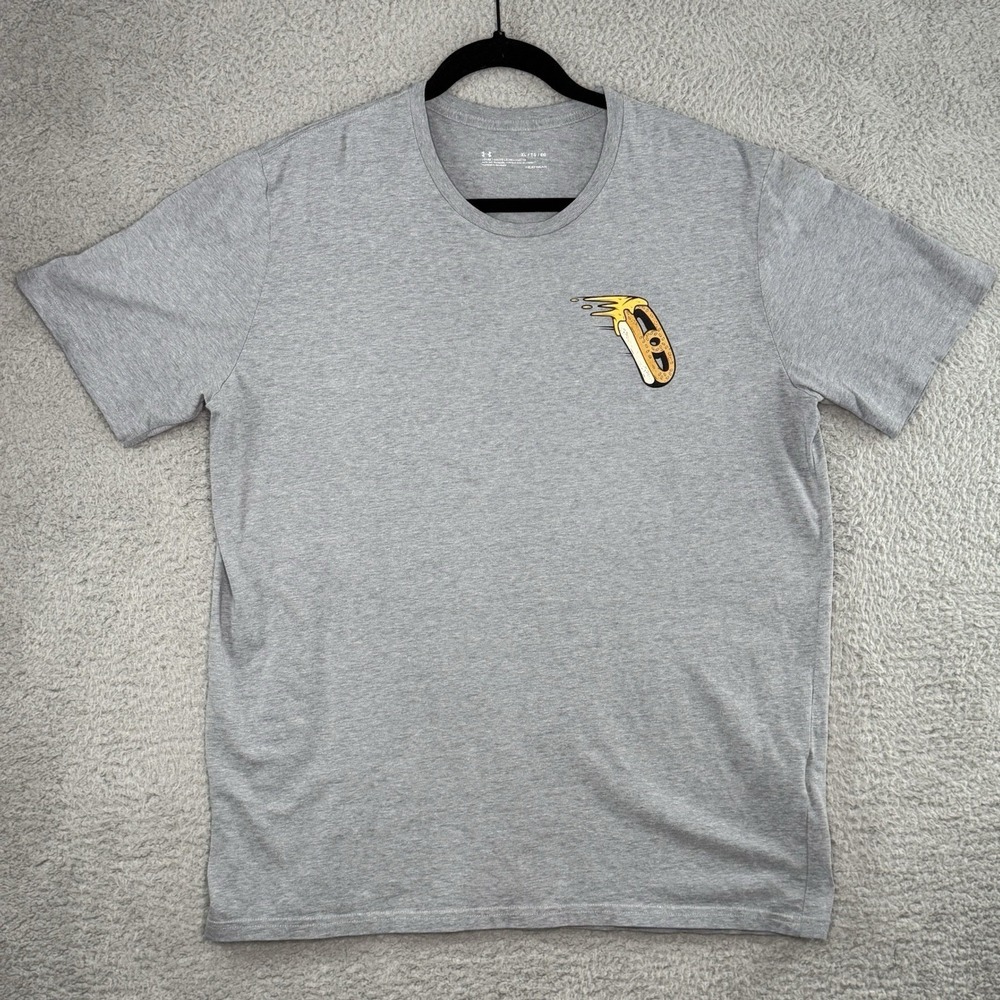 Under Armour Philly Pretzel Factory Graphic Shirt HeatGear XL Grey Loose Fit